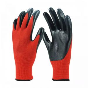 China 13Gauge Polyester Liner Smooth Nitrile Palm Coated Work Gloves on sale