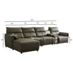 First Layer Cowhide Three-Seat Functional Dark Green Sofa Living Room Leather