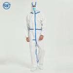 Front Zipper White Hooded Coveralls SMS Water Resistant Disposable Coveralls