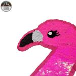 Fashion Large Reverse Sequin Patch Pink Bird Double Sided 3D Customized Color