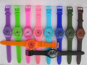 Wholesale 10 Candy Colors Jelly Band Silicone Swatch Style Watch With Plastic Case , Quality Japan Movement PC21S from china suppliers