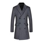 Business Casual Double-Breasted Men's Woolen Coat in Standard Thickness Canvas