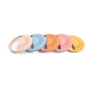 Wholesale Beige Pink Silicone Teether Ring Infants Teething Stacking Rings from china suppliers