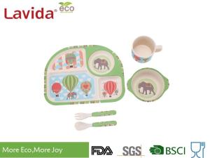 Wholesale Free Heavy Metals Bamboo Childrens Dinner Set , 5 PC Set Bamboo Fiber Tableware from china suppliers