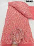 Latest fashionable aso ebi beaded lace wedding dress with shiny beaded Europe