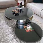 0.9m Luxury Round Coffee Table Sectional Stainless Steel Latte Couchtisch