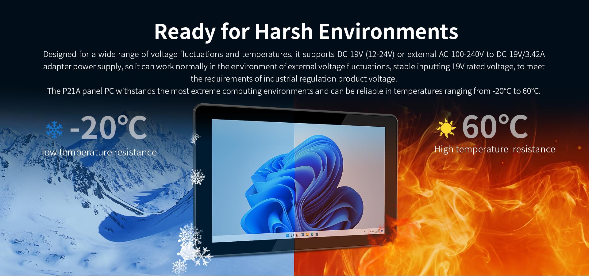 128GB ROM ONERugged P21A 21.5'' Industrial Fanless Wall-Mounted Touch Panel PC Tablet