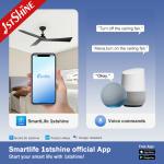 Energy Saving Smart Remote Ceiling Fan Black ABS Blades with 6 Speed and Time