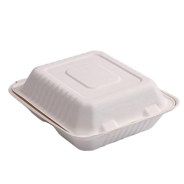 Eco Friendly 6 Inch Biodegradable Tableware Set Clamshell Takeaway Paper Bagasse
