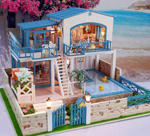 Wholesale Dollhouse, DIY Lights plush House, Wooden Model, Luxury villas, Seaview, building model from china suppliers