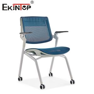 Wholesale Blue And Gray Training Room Chair With Wheels Foldable from china suppliers