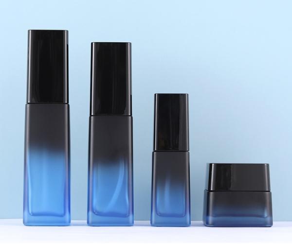 Cosmetic Packaging Glass Lotion Bottle Cream Jar Skin Care Containers With Black