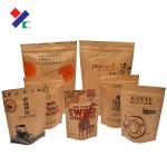 Doypack Brown Kraft Paper Stand Up Bags Gravure Printing With Zipper