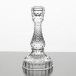 Clear Depression Glass Crystal Taper Candlestick Holders Diamond Pattern 6.5