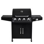Powder Coated Gas BBQ Grill with Cabinets Wheels 4 Burner 1 Side Burner
