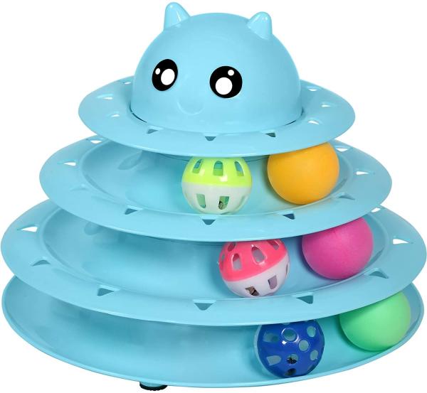 The best cat toys Roller 3-Level Turntable Balls with Six Colorful Balls