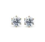 Six Claw White CZ Stud Earrings 925 Sterling Silver 18K Cubic Zirconia Stud