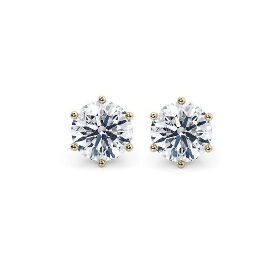Six Claw White CZ Stud Earrings 925 Sterling Silver 18K Cubic Zirconia Stud