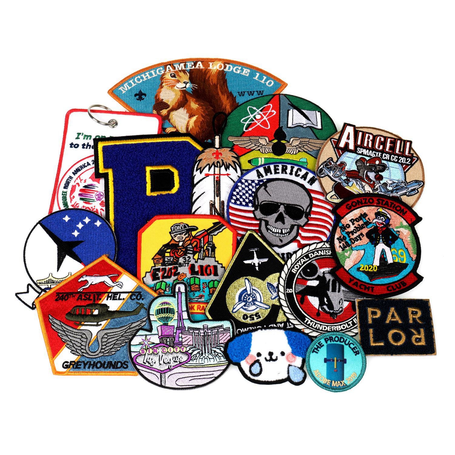 Fill In Color Embroidered Badge Patch , School Uniform Hand Embroidery Badges