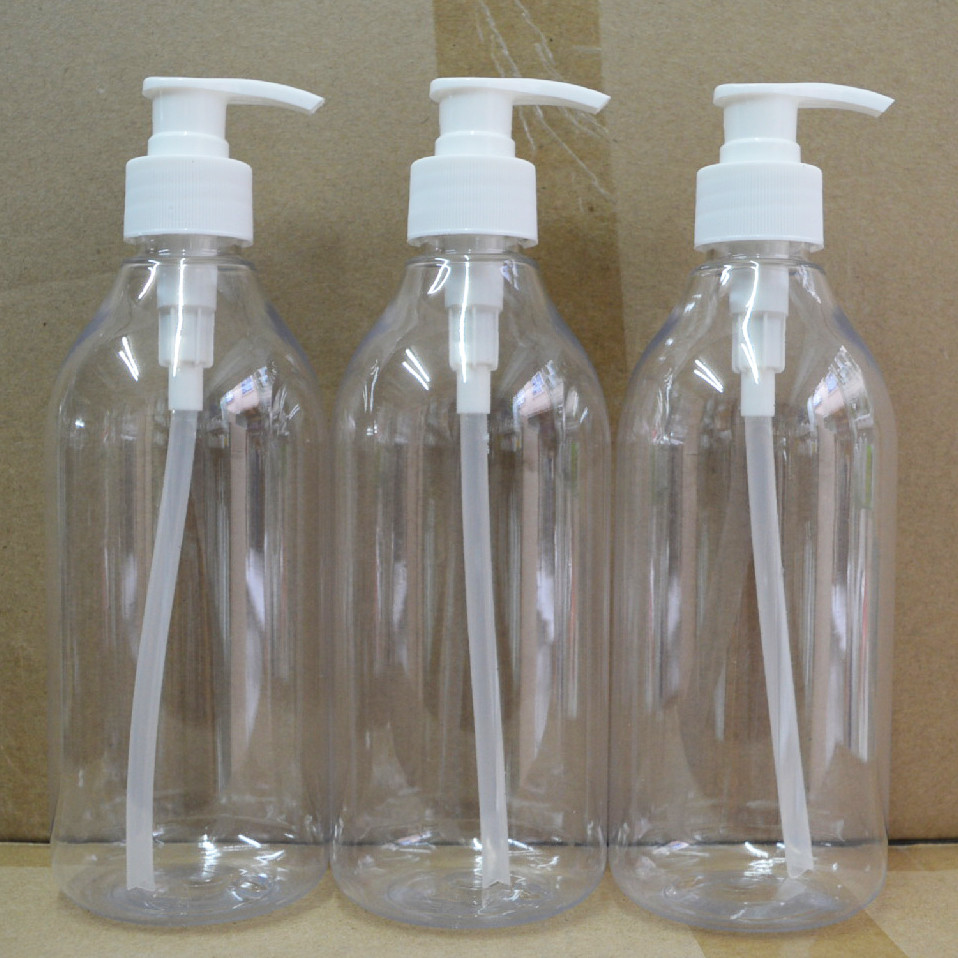 Clear 500ml empty shampoo bottles