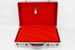Red PU Watch Case With Pillows Portable Aluminum Watch Box