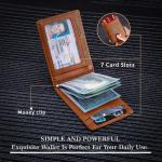 Mens Slim Carbon Fiber Leather Wallet with Rfid Blocking and Front Pocket Card