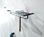 Wall Mounted Bathroom Towel Shelf Stainless Steel Bath Towel Rack Matte Black