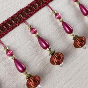 Wholesale Handmade fashionable chain beads lace tassels fringes for curtain/sofa/pillow decoration from china suppliers