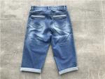 Medium Wash Pull On Denim Jeans , Womens Bermuda Jeans With Soft Gold Trims