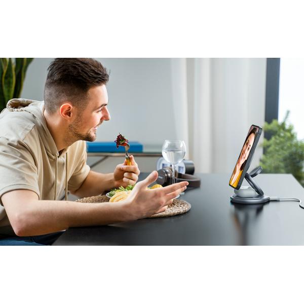 Zinc Alloy 3 in 1 Wireless Charging Station Fast Charging 360 Rotating Folding