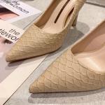 069990-1 European And American Sexy Pointed-Toe Shallow Mouth High Heels Plaid