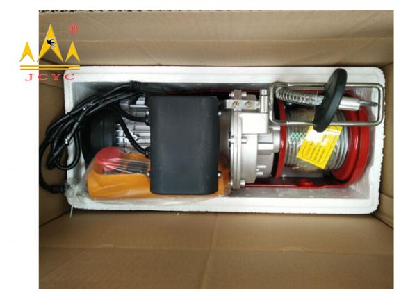 Red Color 100kg to 990kg Mini Electric Wire Hoist With Moving Trolley and Emergency Stop Switch