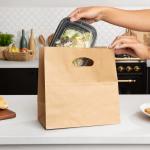 Custom Die Cut Paper Shopping Carrier Bag With Logo Printed White Brown Kraft