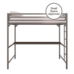 Wholesale Gray Single Person Metal Frame Loft Bed With Study Desk Book Shelf from china suppliers