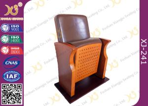 Wholesale Brown Leather Low Back Auditorium Chairs With Self Weight Retracting Seat from china suppliers