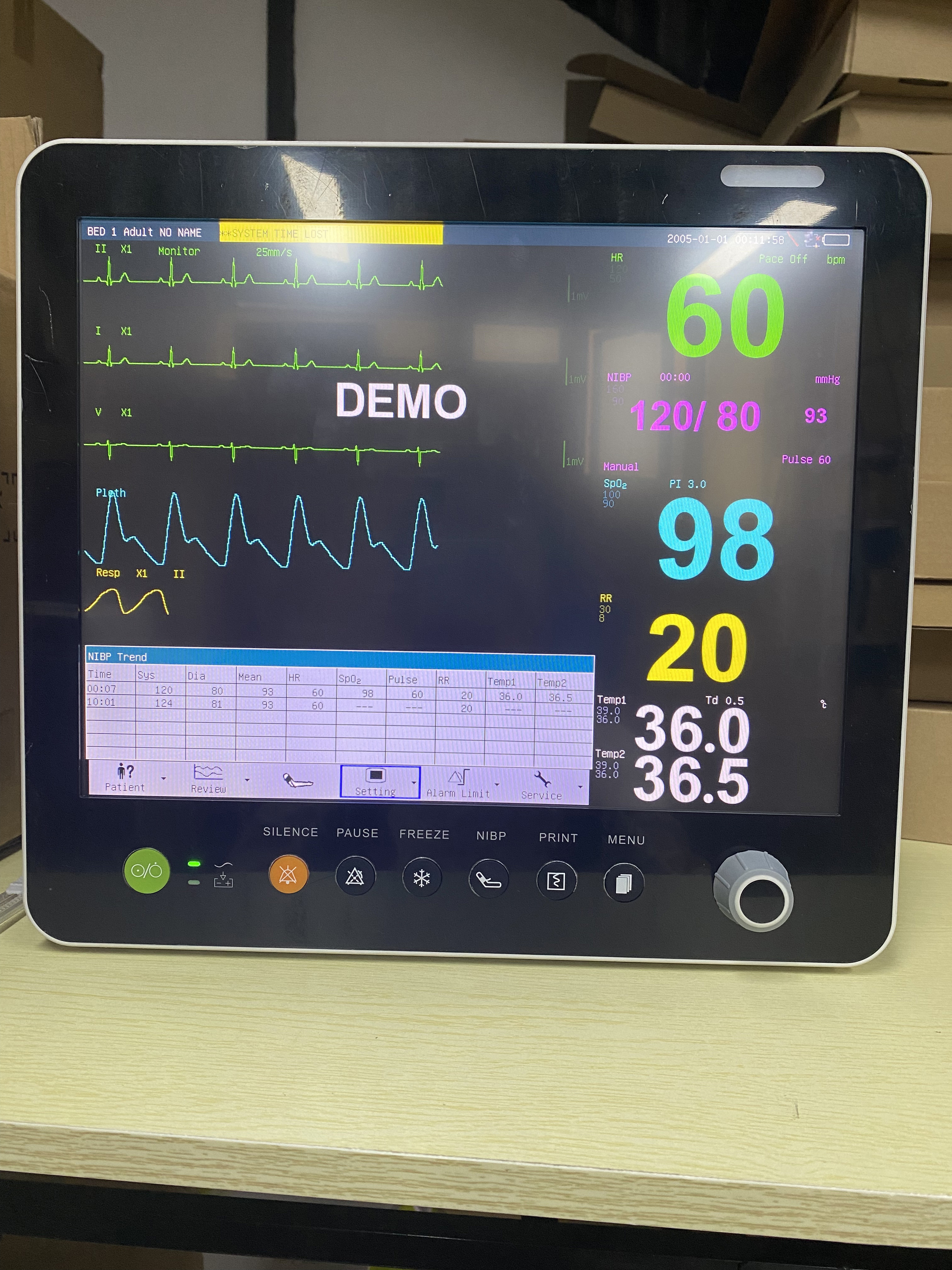 Portable Animal Vet 6 Parameters Patient Monitor 15 Inch With Etco2 Optional