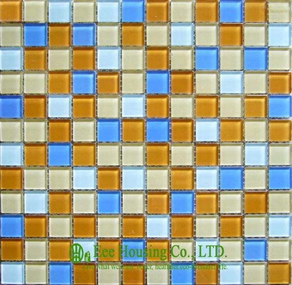 Mixed Color Glass Crystal Mosaic Tile for indoor &outdoor walls,Glass mosaic