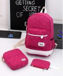 Korean style 3pcs in 1 canvas fashion backpack set for student bag outdoor