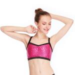 Bras Top Crop Top Girls Dance Wear Gym Spandex Sequin Crop Top With Black Edge