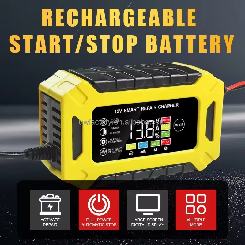 Intelligent 12V 6A/24V 6A Car Battery Charger with Current Protection and Low Tension Protection Connector Pulse Repair