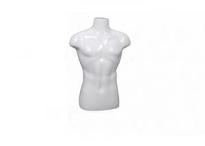 China Male Upper Body Shop Display Dummy Fiberglass Material Glossy White Color on sale