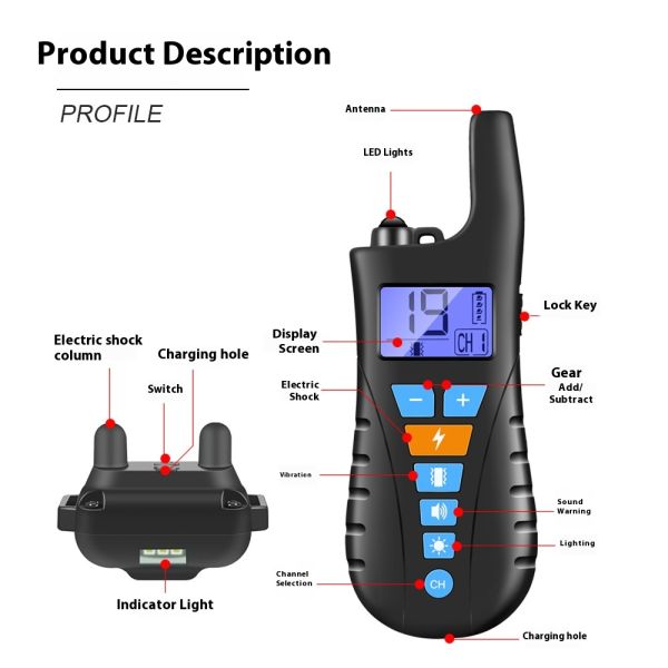 Safe Electric Training Collar for Small to Large Dogs Remote Controlled Shock & Beep Vibration Outdoor Training Aid