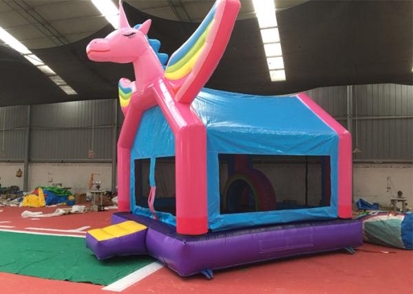 Pink Rainbow Unicorn Bounce House For Adult Fire Retardant And UV Protective