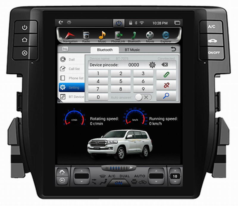 Ouchuangbo huge Vertical Screen Tesla Style Android 6.0 car audio gps navi for Honda Civic 2015 with auto player USB