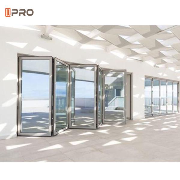 Non Thermal Break System Aluminum Bi Folding Door 1.2mm Exterior Patio Folding