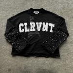 Custom Sweatshirt Rhinestone Distressed Unisex Embroidered Long Sleeve Double