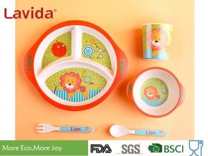 3-section Round Shape Dishwasher Safe Bamboo Childrens Dinner Set , Reusable Melamine Dinnerware Sets