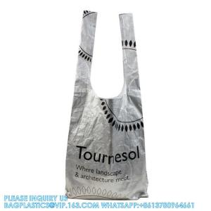 Wholesale Tote Shopping Bags, Foldable Large Capacity Custom Logo Dupont Paper Shopping Vest Bag Tyvek T-Shirt Tote Bag from china suppliers