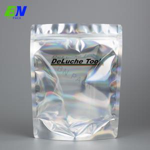 China High Quality Holographic Mylar Stand Up Bag With Zipper For Daly Food Packaging on sale