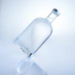Round Glass Bottle 375ml Clear Empty Bottle For Spirits With Acid Etch Surface